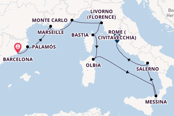 Western Mediterranean from Barcelona, Spain with the Nautica