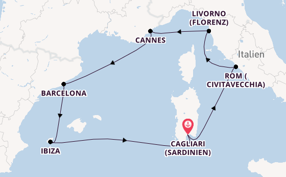 Westliches Mittelmeer ab Cagliari (Sardinien), Italien auf der MSC Fantasia