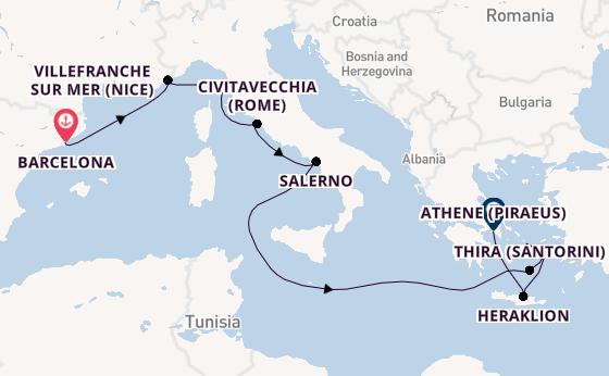 Middellandse Zee vanaf Barcelona, Spanje met de Norwegian Sky