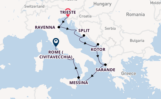 Mediterranean Sea from Trieste, Italy with the Sonata (Oceania)