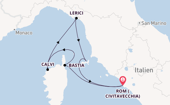 Westliches Mittelmeer ab Civitavecchia (Rom), Italien auf der Star Clipper