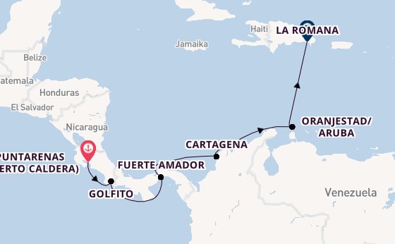 Mittelamerika ab Puntarenas (Puerto Caldera), Costa Rica auf der MS Hamburg