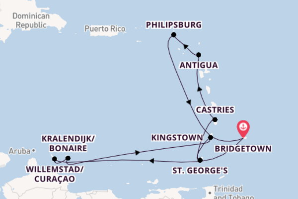 Southern Caribbean from Bridgetown, Barbados with the Britannia 