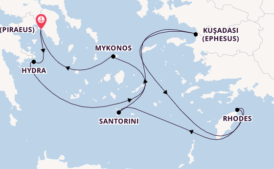 Eastern Mediterranean from Athens (Piraeus), Greece with the Celebrity Infinity