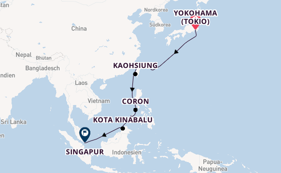 Ostasien ab Yokohama (Tokio), Japan auf der Vista