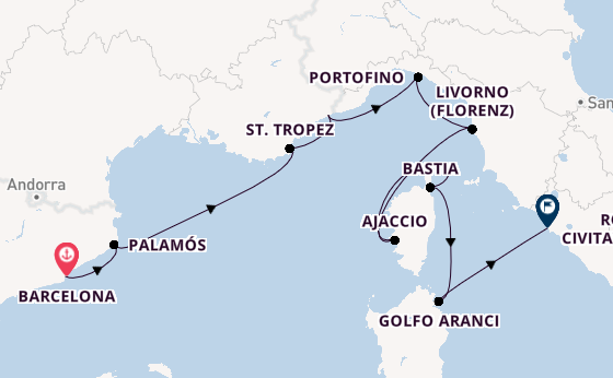 Westliches Mittelmeer ab Barcelona, Spanien auf der Seven Seas Mariner