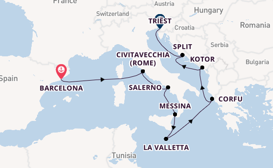 Middellandse Zee vanaf Barcelona, Spanje met de Allura