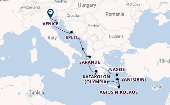 Eastern Mediterranean from Athens (Piraeus), Greece with the Silver Shadow
