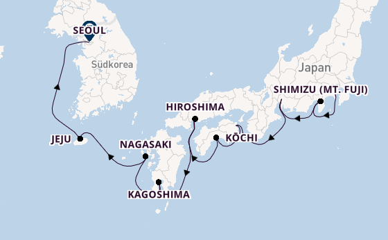 Japan ab Yokohama (Tokio), Japan auf der Norwegian Jade