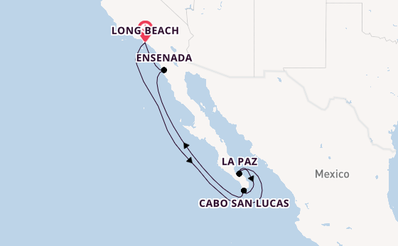 USA West Coast from Long Beach, California, USA with the Carnival Firenze