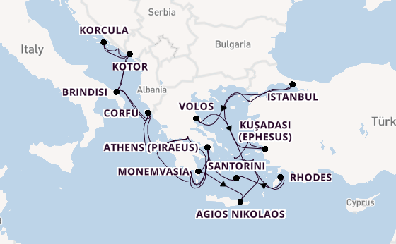 Eastern Mediterranean from Dubrovnik, Croatia with the Seabourn Ovation 