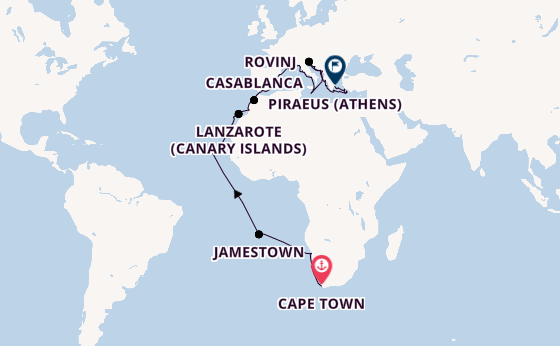 Mediterranean from Cape Town, South Africa with the Azamara Onward