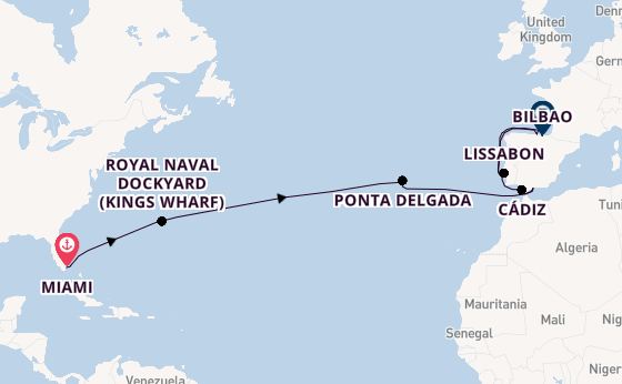 trans-Atlantisch vanaf Miami, Verenigde Staten met de Seven Seas Grandeur