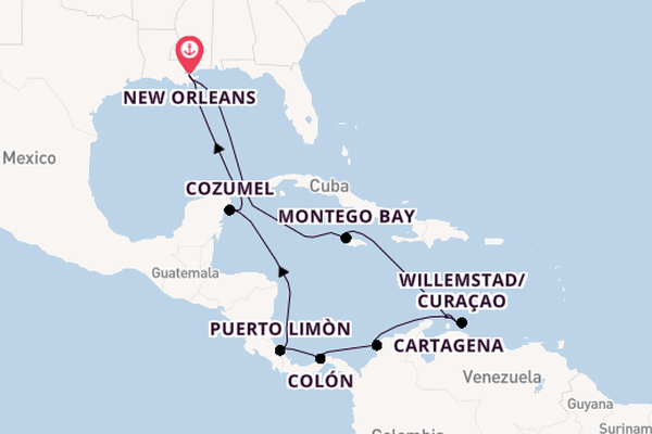 Caribbean from New Orleans, Louisiana, USA with the Carnival Liberty