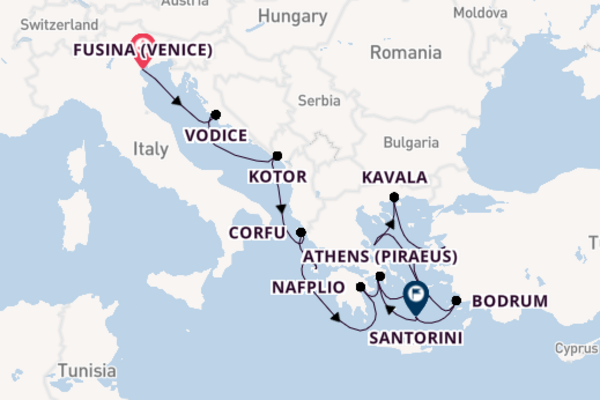 Eastern Mediterranean from Fusina (Venice) with the Seabourn Encore