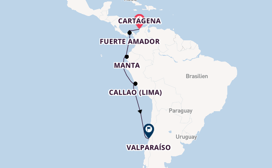 Südamerika ab Cartagena, Kolumbien auf der Silver Shadow