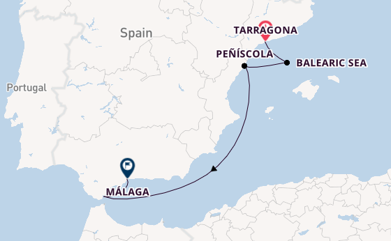 Westelijke Middellandse Zee vanaf Tarragona, Spanje met de L'Austral