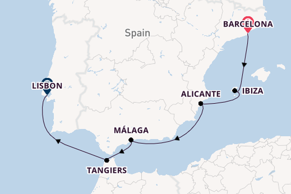 Western Mediterranean from Barcelona, Spain with the Oosterdam