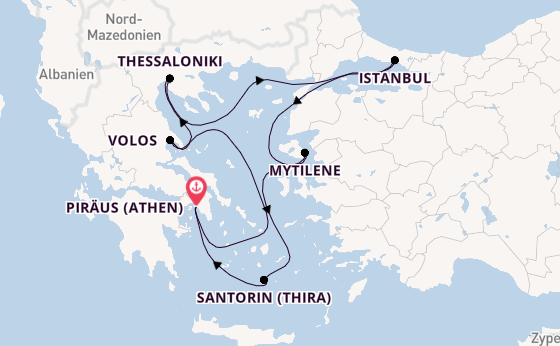 Östliches Mittelmeer ab Piräus (Athen), Griechenland auf der EXPLORA I