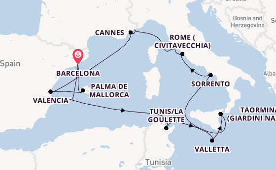 Western Mediterranean from Barcelona, Spain with the EXPLORA I