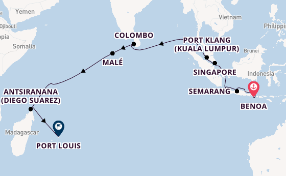 South East Asia from Bali (Benoa), Indonesia with the Seven Seas Mariner