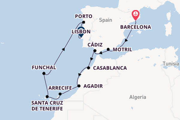 Portugal from Barcelona, Spain with the Norwegian Star