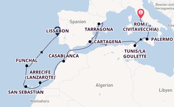 Mittelmeer ab Civitavecchia (Rom), Italien auf der EXPLORA II