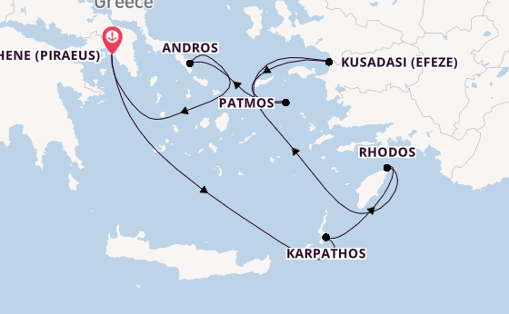 Oostelijke Middellandse Zee vanaf Athene (Piraeus), Griekenland met de Star Flyer
