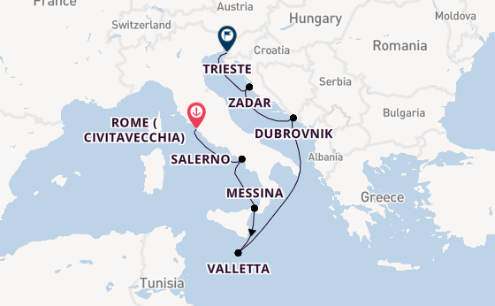 Mediterranean Sea from Rome (Civitavecchia), Italy with the Aurelia