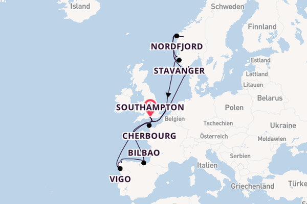 Norwegen ab Southampton, Großbritannien auf der Arvia