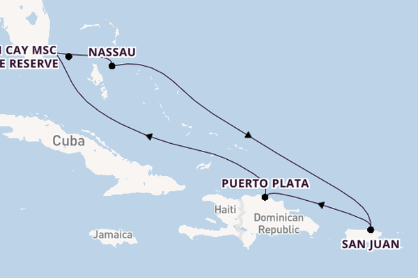 Caribbean from Miami, Florida, USA with the MSC Seascape