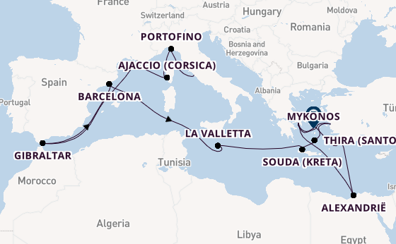 Middellandse Zee vanaf Civitavecchia (Rome), Italië met de Oosterdam