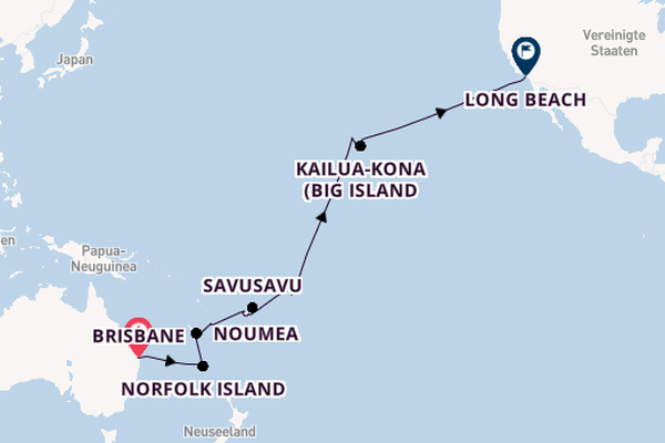 Transpazifik ab Brisbane, Australien auf der Seabourn Quest
