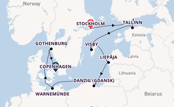 Baltic Sea from Stockholm, Sweden with the Seven Seas Voyager