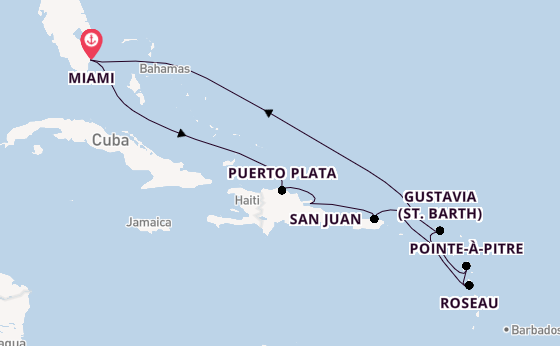 Caribbean from Miami, Florida, USA with the Seven Seas Grandeur