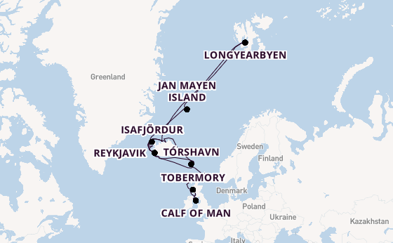 Arctic Ocean from Belfast, Northern Ireland, United Kingdom with the Seabourn Pursuit