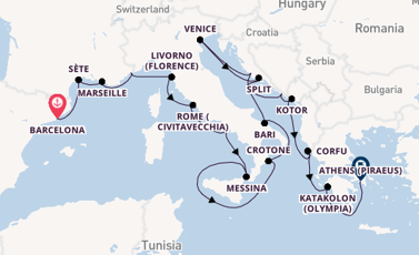 Mediterranean Sea from Barcelona, Spain with the Viking Jupiter
