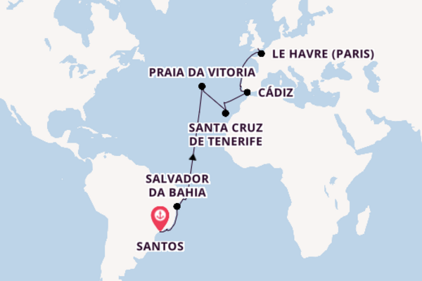 Transatlantic & Repositioning from Santos, Brazil with the Costa Diadema