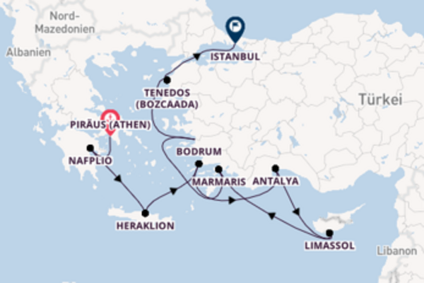 Piräus (Athen), Antalya und Istanbul erleben