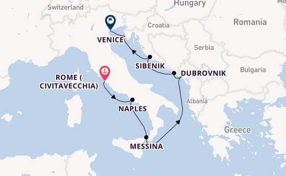 Mediterranean from Rome (Civitavecchia), Italy with the Seven Seas Grandeur
