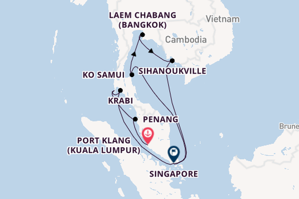 Southeast Asia from Port Klang (Kuala Lumpur), Malaysia with the EXPLORA III