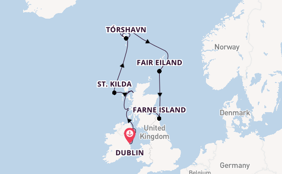 Verenigd Koninkrijk vanaf Dublin, Ierland met de Silver Wind