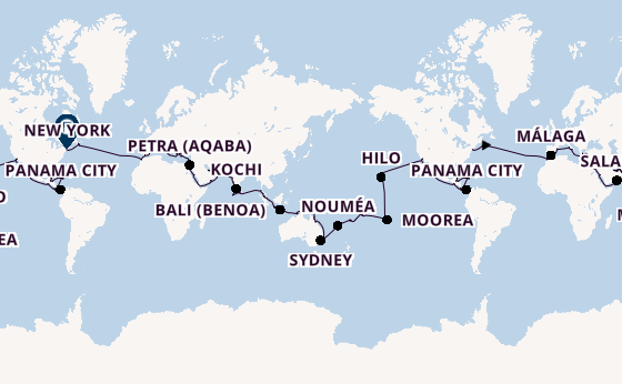 Round-the-World Trip from Miami, Florida, USA with the Seven Seas Splendor