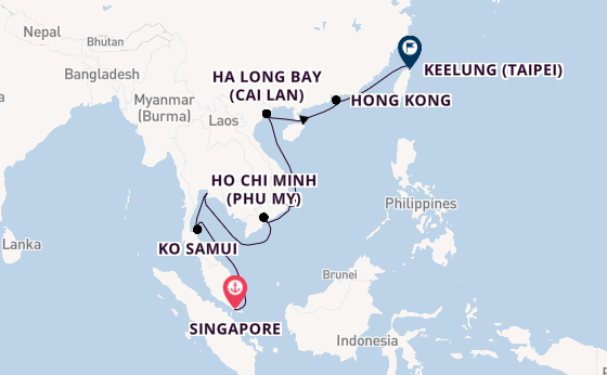South East Asia from Singapore, Singapore with the Seven Seas Explorer