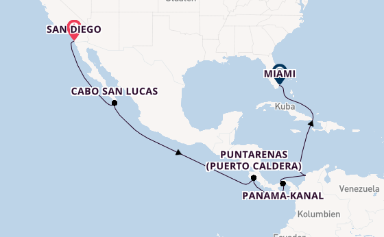 Mittelamerika ab San Diego, USA auf der MSC Poesia