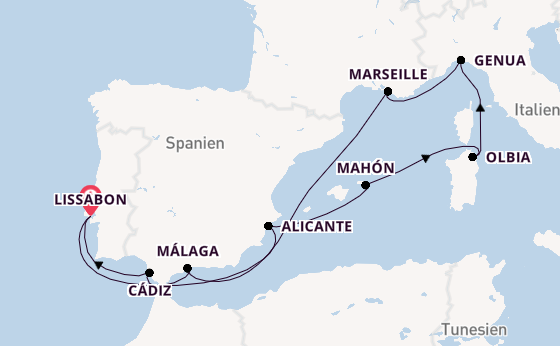 Westliches Mittelmeer ab Lissabon, Portugal auf der MSC Sinfonia