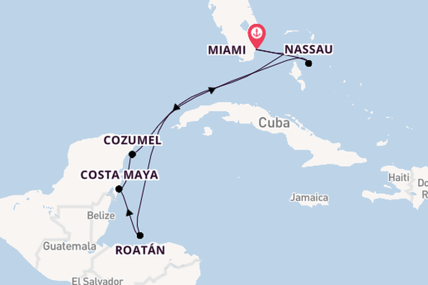 Caribbean from Miami, Florida, USA with the MSC World America