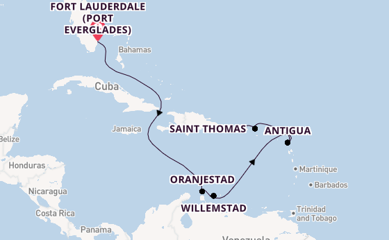 Caribbean from Fort Lauderdale (Port Everglades), Florida with the Crown Princess