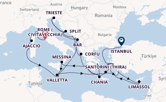 Mediterranean from Rome (Civitavecchia), Italy with the Enchanted Princess