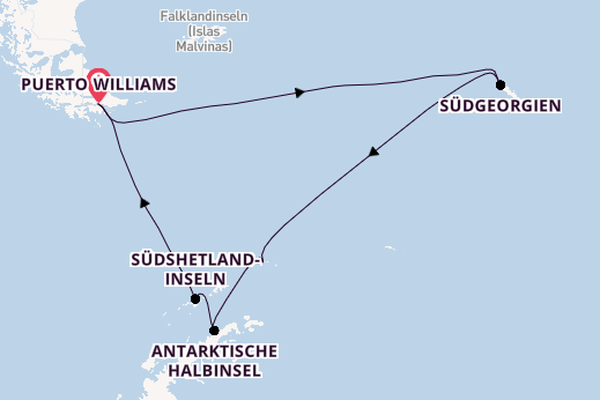 Antarktis ab Puerto Williams, Chile auf der Silver Wind